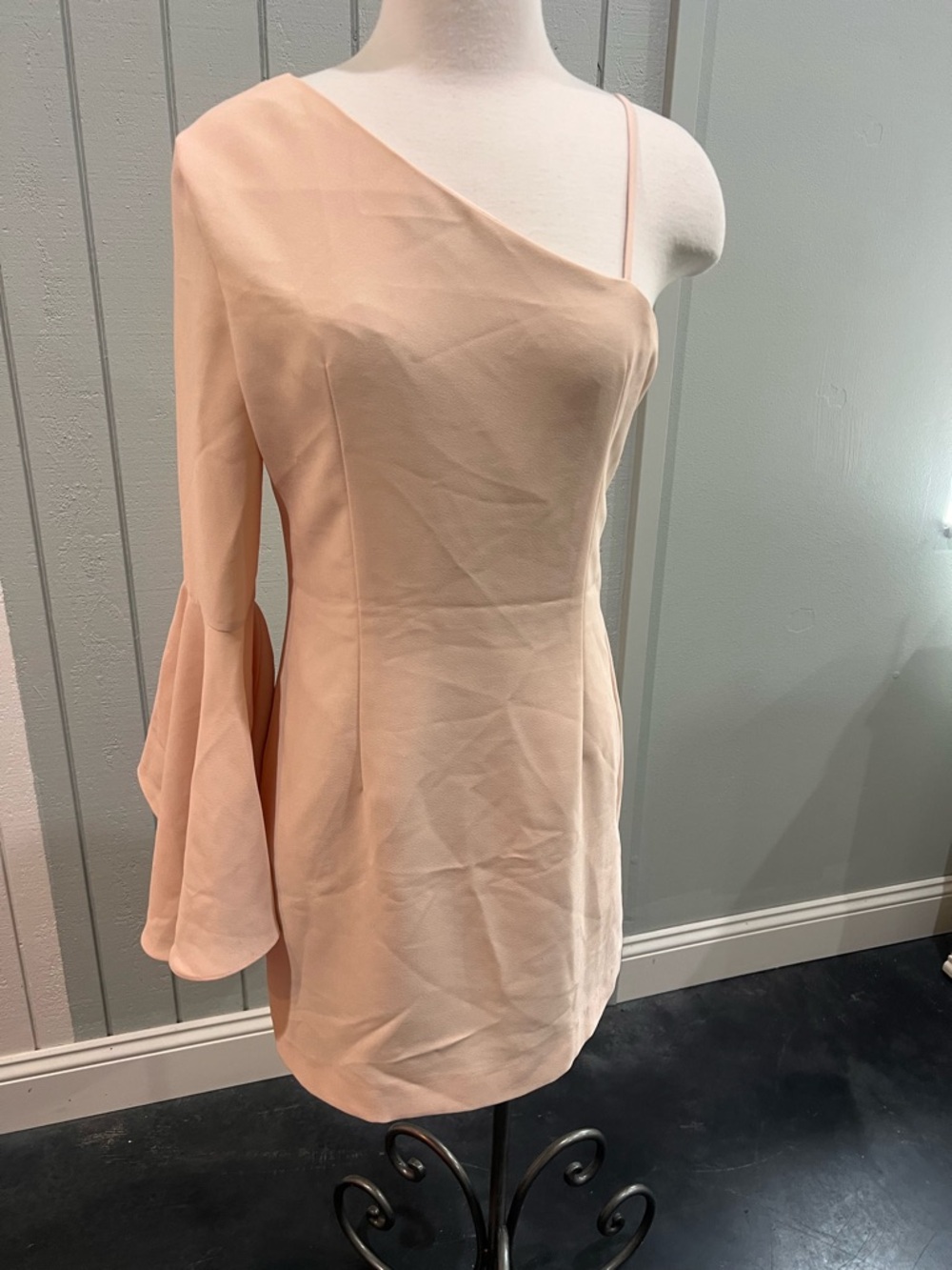 INTERMIX One-Shoulder Blush Pink Asymmetrical Mini Dress